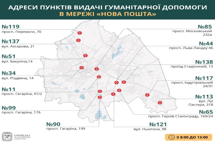 Де отримати гуманітарну допомогу в Харкові 7 травня