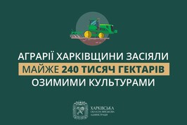 Аграрії Харківської області засіяли майже 240 тисяч гектарів озимими культурами